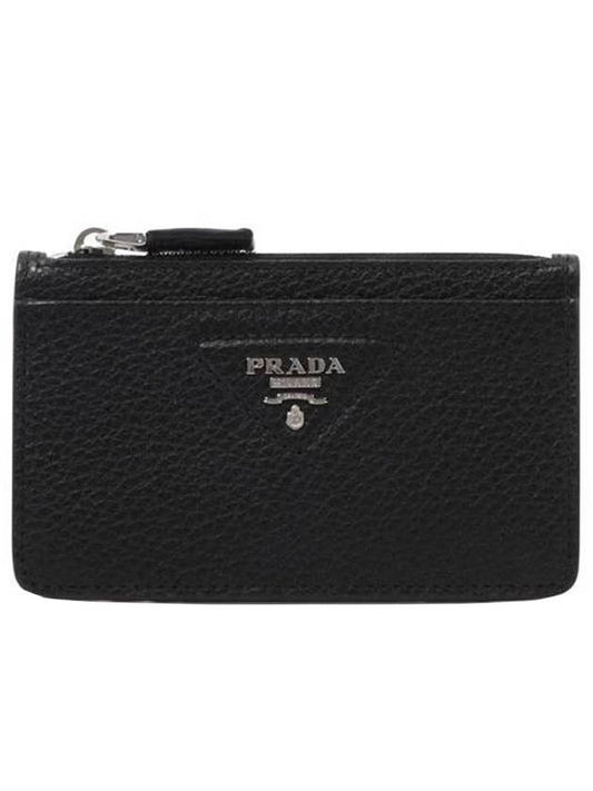 triangle stitch logo card wallet black - PRADA - BALAAN 1