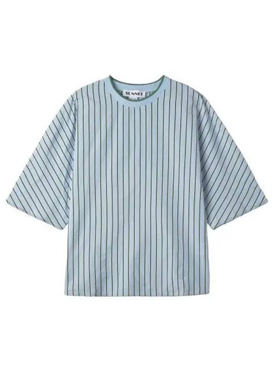 Kimono Short Sleeve T Shirt Green Blue Striped Tee - SUNNEI - BALAAN 1