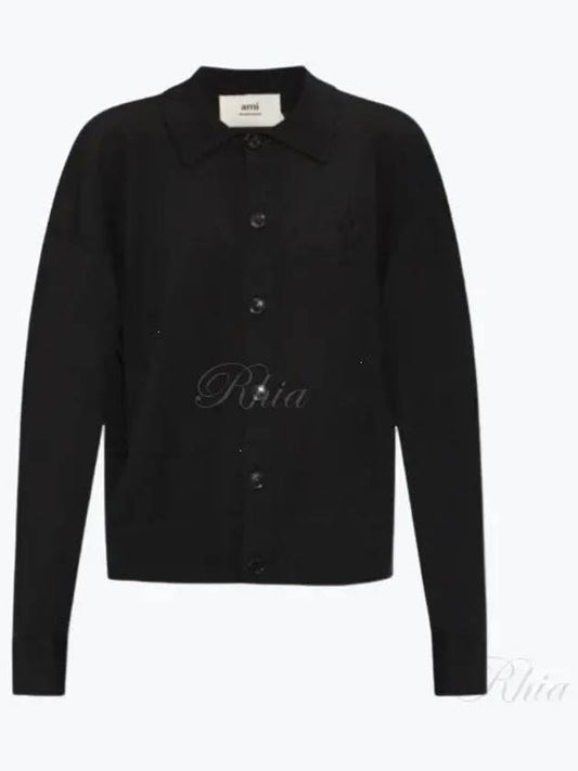 De Coeur Logo Wool Cardigan Black - AMI - BALAAN 2