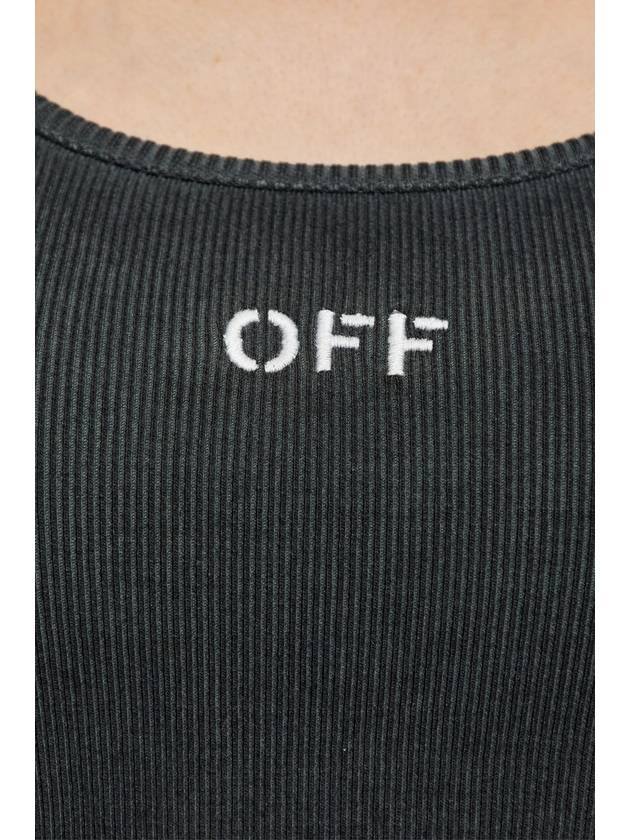 Off-White Ribbed Top With Logo, Women's, Black - OFF WHITE - BALAAN 5