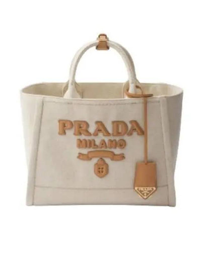 Leather Logo Medium Tote Bag Natural - PRADA - BALAAN 2