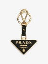 Saffiano Leather Triangle Logo Key Holder Black - PRADA - BALAAN 3