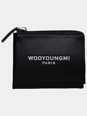 Lettering logo printing chrome square leather half wallet black W223SL03611B - WOOYOUNGMI - BALAAN 1