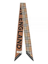 Vintage Check Logo Print Silk Skinny Reversible Scarf Archive Beige - BURBERRY - BALAAN 2