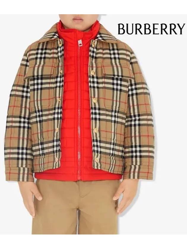 Kids Vintage Check Quilted Jacket Beige - BURBERRY - BALAAN 5