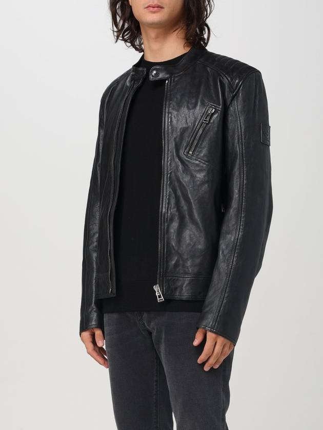 Men's Cheviot Leather V Racer Jacket In Black - BELSTAFF - BALAAN 4