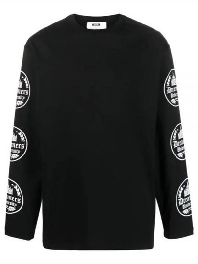 College Print Cotton Long Sleeve T-Shirt Black - MSGM - BALAAN 2