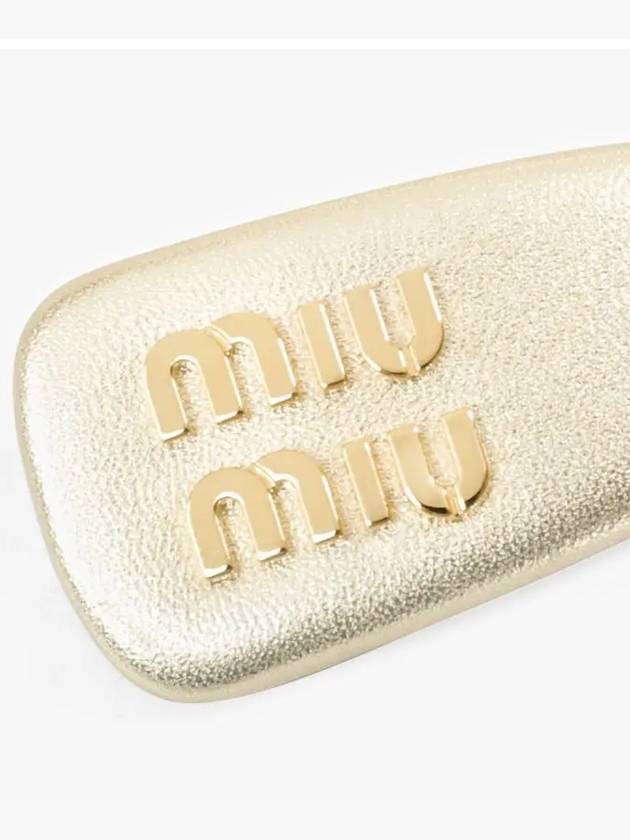 Logo Nappa Leather Hair Clip Grey - MIU MIU - BALAAN 4