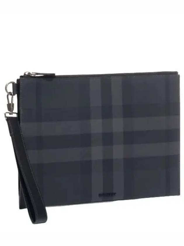 Charcoal Check Small Zipper Pouch Men s Clutch Bag - BURBERRY - BALAAN 1