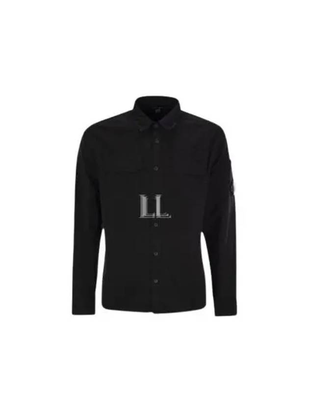 Organic Gabardine Buttoned Lens Long Slevee Shirt Black - CP COMPANY - BALAAN 2