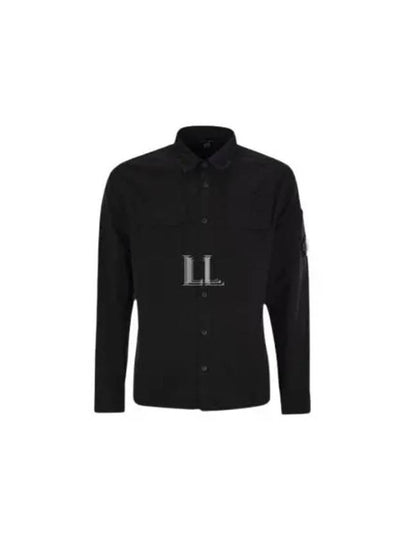 Organic Gabardine Buttoned Lens Long Slevee Shirt Black - CP COMPANY - BALAAN 2