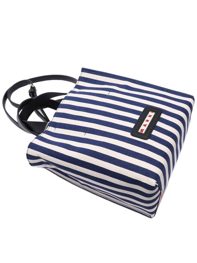 Striped Strap Tote Bag Navy - MARNI - BALAAN 6