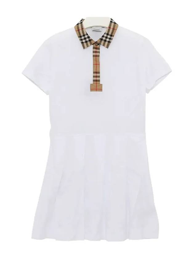 Kids Collar Check Polo Dress White - BURBERRY - BALAAN 3