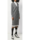 Cotton Crepe Milano Stitch 4-Bar Long V-Neck Cardigan Medium Grey - THOM BROWNE - BALAAN 3