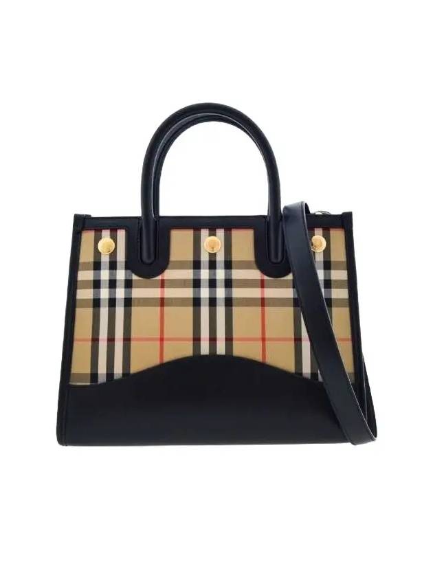 Baby Title Plaid Strap Tote Bag Beige Black - BURBERRY - BALAAN 3