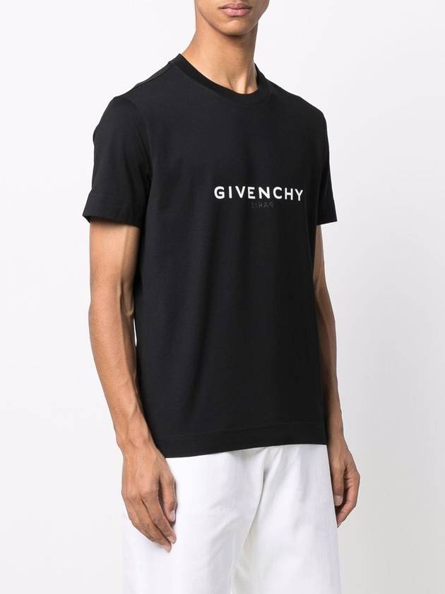 Men's Reverse Logo Round Slim Short Sleeve T-Shirt Black - GIVENCHY - BALAAN 4