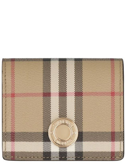 Engraved Logo Check Half Wallet Archive Beige - BURBERRY - BALAAN 2