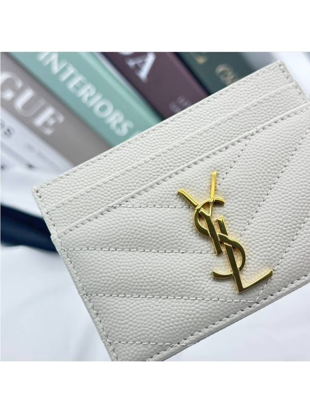 Gold Hardware Matelasse Caviar Leather Card Wallet Blanc Vintage - SAINT LAURENT - BALAAN 5