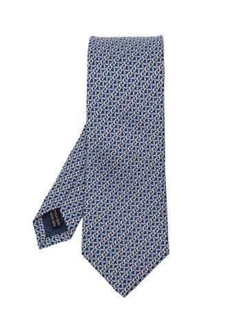 Men's Gancini Logo Silk Tie Navy - SALVATORE FERRAGAMO - BALAAN 1