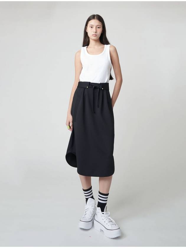 Detachable Flap Belt A-Line Skirt Black - ATHPLATFORM - BALAAN 5