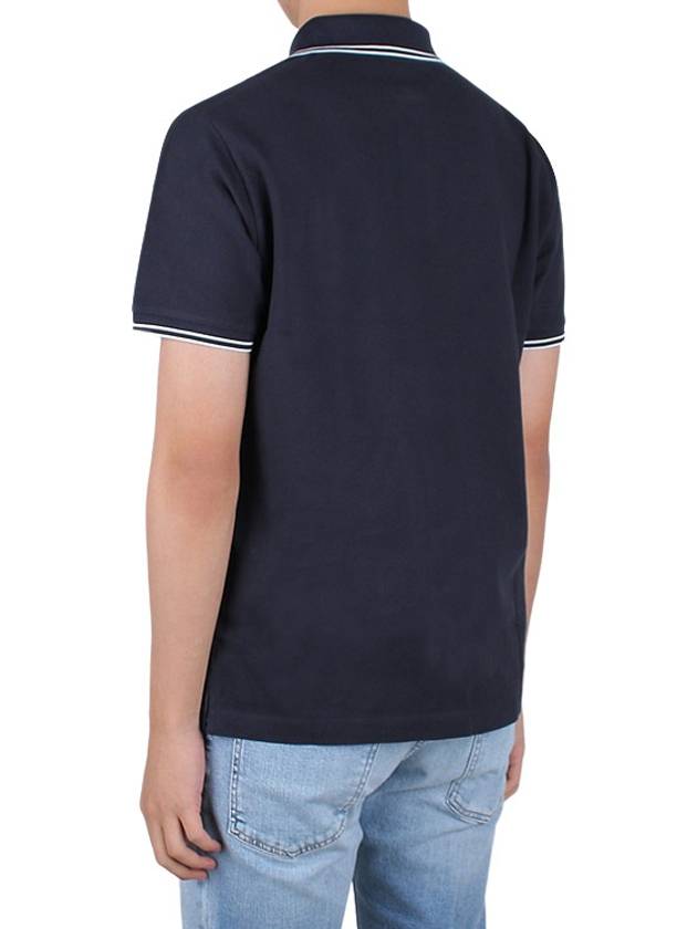 Men's Embroidered Logo Stretch Cotton Polo Shirt Navy - STONE ISLAND - BALAAN 5