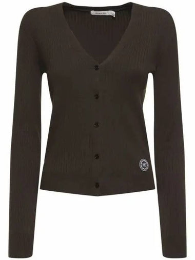 SRHWC Ribbed Cardigan Chocolate CAAW234CH rib - SPORTY & RICH - BALAAN 1