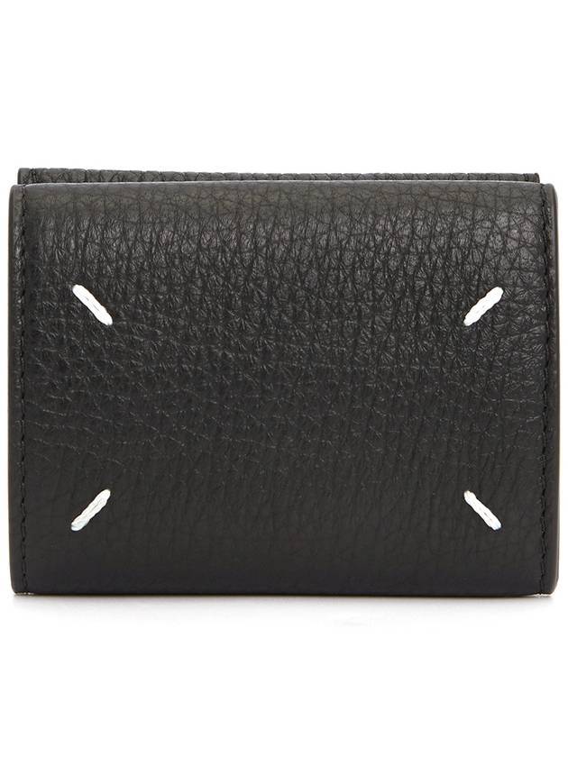 Trifold Stitched Leather Half Wallet Black - MAISON MARGIELA - BALAAN 1