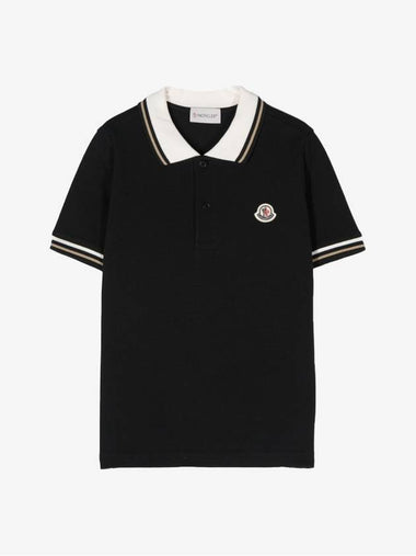 Kids PK Short Sleeve Shirt Black J1 954 8A00008 8496W 999 12Y - MONCLER - BALAAN 1