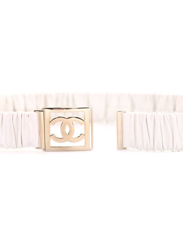 Chanel AA8782 White Banding Lambskin Gold CC Women s Belt - CHANEL - BALAAN 6