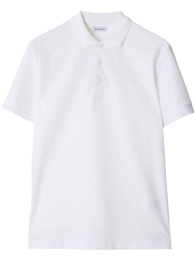 Cotton Polo Shirt White - BURBERRY - BALAAN 2