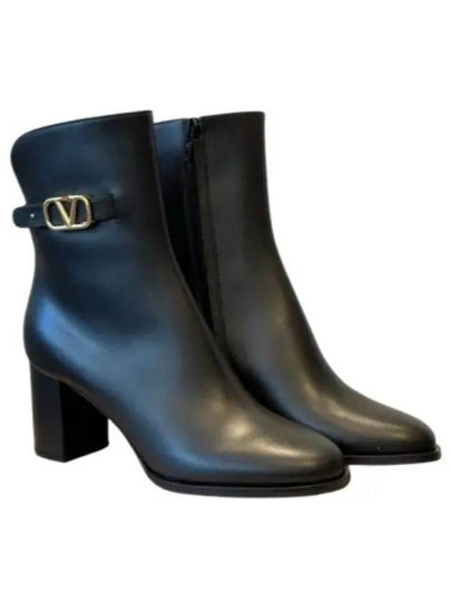 V Logo Signature Leather Boots Black - VALENTINO - BALAAN 2