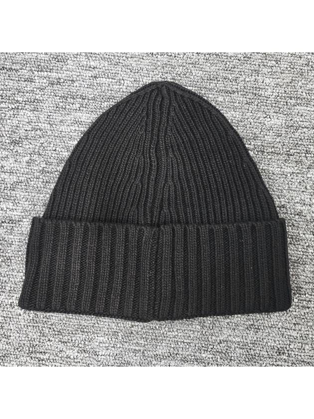 Kids Logo Patch Wool Beanie Black - STONE ISLAND - BALAAN 4