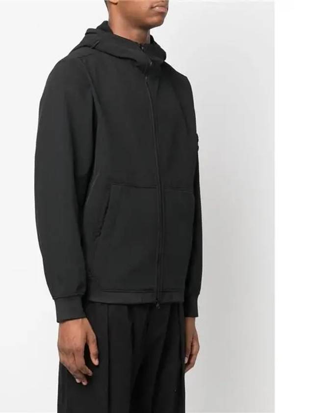 Men's Wappen Patch Softshell Zip Up Hoodie Black - STONE ISLAND - BALAAN 5