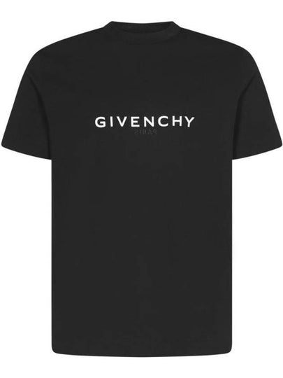 Men's Reverse Logo Round Slim Short Sleeve T-Shirt Black - GIVENCHY - BALAAN 2