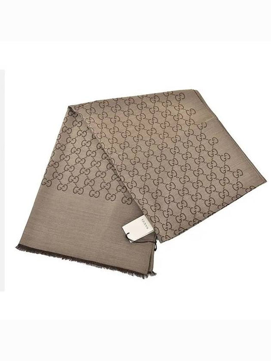 GG Jacquard Wool Silk Muffler Beige - GUCCI - BALAAN.