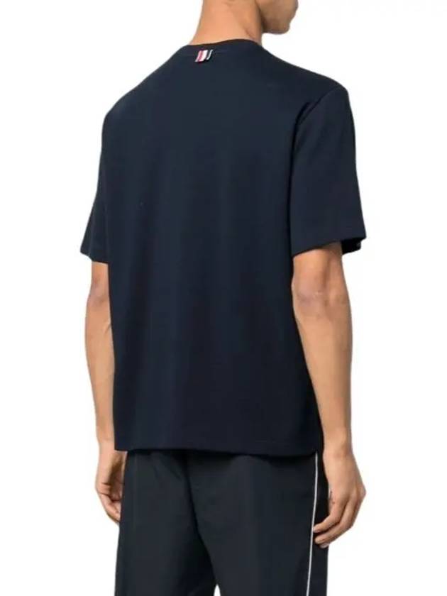 Cotton Oversized Pocket Short Sleeve T-Shirt Navy - THOM BROWNE - BALAAN 4