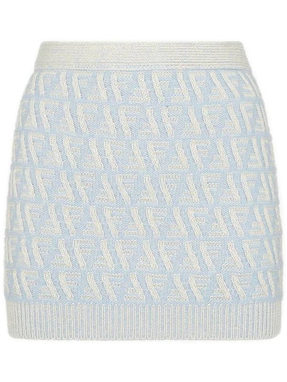 FF Cashmere Wool Mini A-Line Skirt Light Blue - FENDI - BALAAN 2