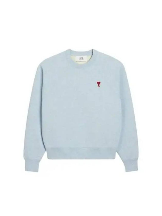 Cotton Heart Logo Sweatshirt Blue - AMI - BALAAN 2