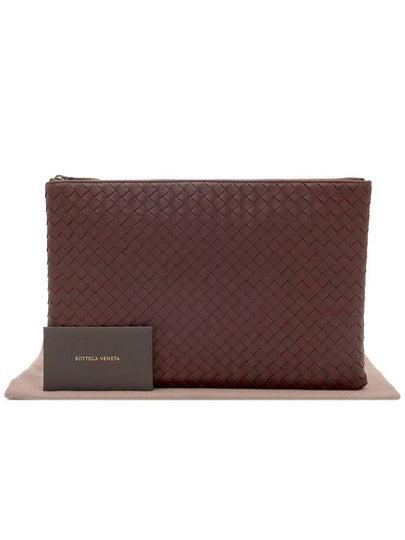 Dark Burgundy Intrecciato Nappa Large Pouch Clutch 355261 - BOTTEGA VENETA - BALAAN 2