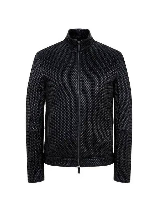 Men s textured embossed pattern leather jacket black 271267 - EMPORIO ARMANI - BALAAN 1