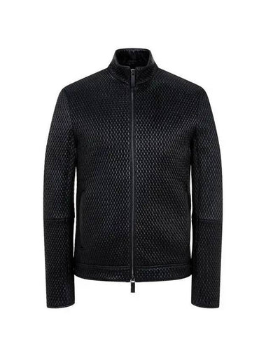 Men s textured embossed pattern leather jacket black 271267 - EMPORIO ARMANI - BALAAN 1