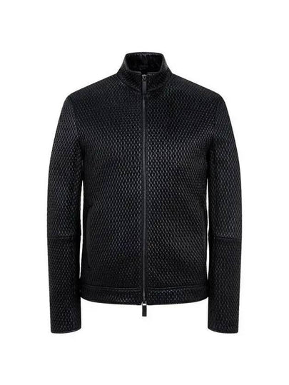 Men s textured embossed pattern leather jacket black 271267 - EMPORIO ARMANI - BALAAN 1