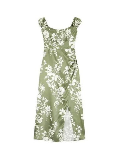 Off shoulder flower silk dress Genesis green 270263 - REFORMATION - BALAAN 1