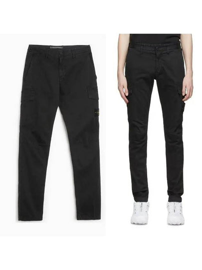 Stretch Broken Twill Garment Dyed Old Effect Cargo Straight Pants Black - STONE ISLAND - BALAAN 2