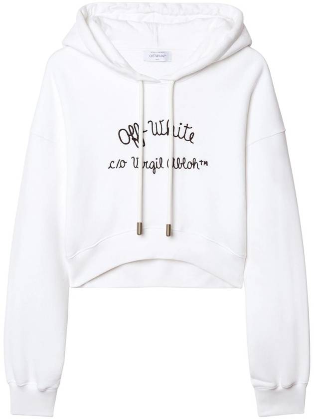 Off-White Embroidere Script Type Cropped Hoodie - OFF WHITE - BALAAN 1