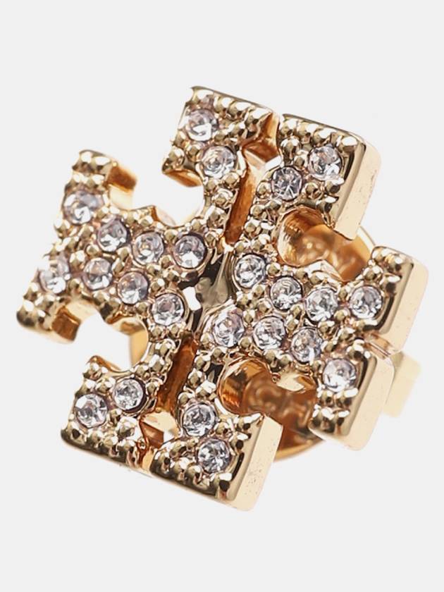 Crystal Logo Stud Earrings Gold - TORY BURCH - BALAAN 4