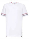 Textured Cotton Stripe Short Sleeve T-Shirt White - THOM BROWNE - BALAAN 2