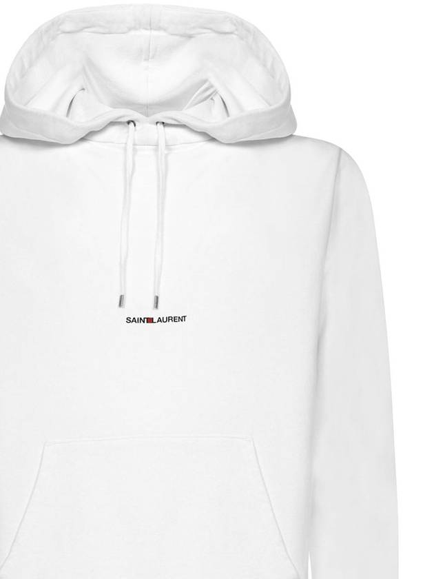 Men's Chest Small Logo Hoodie White - SAINT LAURENT - BALAAN 4