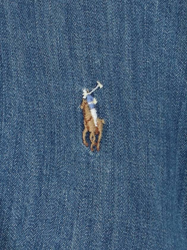 Pony Logo Denim Slim Fit Long Sleeve Shirt Blue - POLO RALPH LAUREN - BALAAN 4