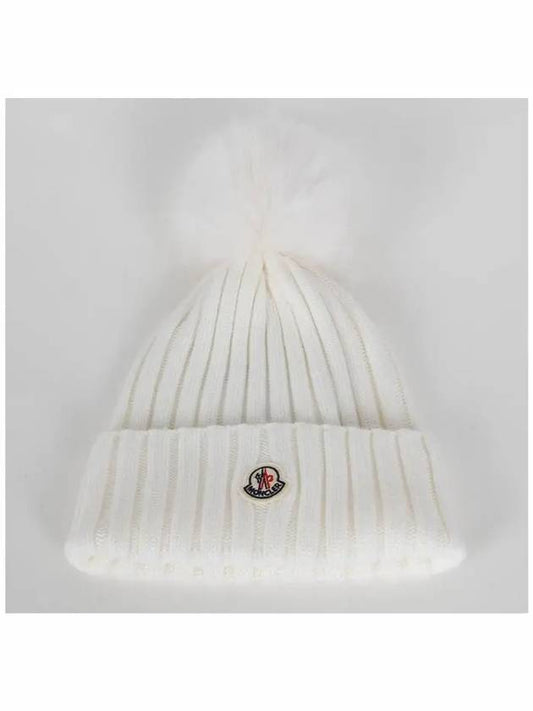 3B00013 A9327 034 Logo Patch Ribbed Knit Beanie - MONCLER - BALAAN 2